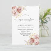 赤面ピンクウォーターカラーフラワーズラブリーキンセアニェラ 招待状 (スタンド正面)