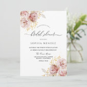 赤面ピンクウォーターカラーフラワーズラブリーブライダルシャワー 招待状 (スタンド正面)
