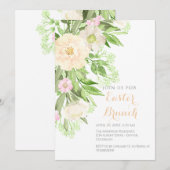 赤面ピンクウォーターカラーフローライースターブランチ 招待状 (正面/裏面)