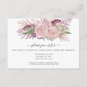 赤面ピンクウォーターカラーフローラウェディングレセプション エンクロージャーカード (正面)