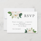 赤面ピンクウォーターカラーフローラウェディングRSVP スペインの 招待状 (正面)