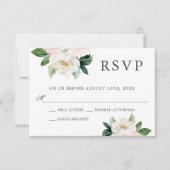 赤面ピンクウォーターカラーフローラウェディングRSVP 招待状 (正面)