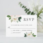 赤面ピンクウォーターカラーフローラウェディングRSVP 招待状 (スタンド正面)