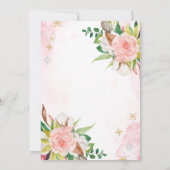 赤面ピンクウォーターカラーフローラガウン金ゴールドキンセアニェラ 招待状 (裏面)