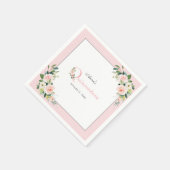 赤面ピンクウォーターカラーフローラキンセアニェラ誕生日 スタンダードカクテルナプキン (角)