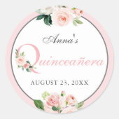 赤面ピンクウォーターカラーフローラキンセアニェラ ラウンドシール (正面)