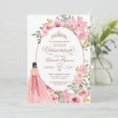 赤面ピンクウォーターカラーフローラキンセアニェラ 招待状 (スタンド正面)