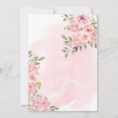 赤面ピンクウォーターカラーフローラキンセアニェラ 招待状 (裏面)