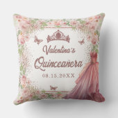 赤面ピンクウォーターカラーフローラグリッターキンセアニェラ クッション (裏面)