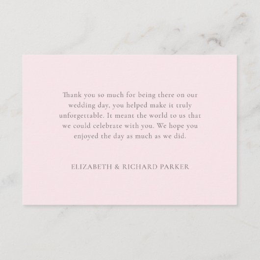 赤面ピンクウォーターカラーフローラグリ結婚ーネリーズ サンキューカード (裏面)