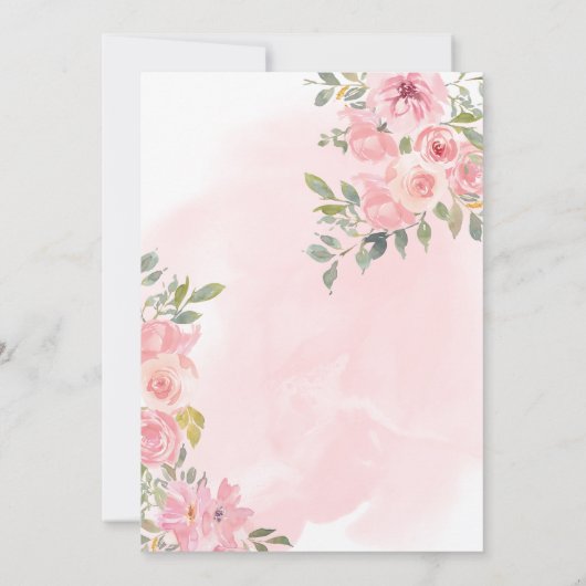 赤面ピンクウォーターカラーフローラスウィート16誕生日Inv 招待状 (裏面)