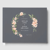 赤面ピンクウォーターカラーフローラバラ&セージ緑 ゲストブック (正面)