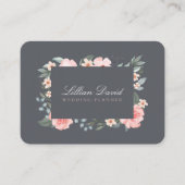 赤面ピンクウォーターカラーフローラバラ&セージ緑 名刺 (正面)