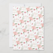 赤面ピンクウォーターカラーフローラベビーブランチ 招待状 (裏面)