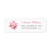 赤面ピンクウォーターカラーフローラ差出人住所ラベル ラベル (正面)