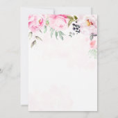 赤面ピンクウォーターカラーフローラ牡丹ブライダルシャワー 招待状 (裏面)