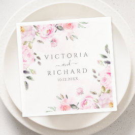 赤面ピンクウォーターカラーフローラ牡丹結婚ズ スタンダードカクテルナプキン