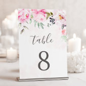 赤面ピンクウォーターカラーフローラ牡丹結婚ズ テーブルナンバー
