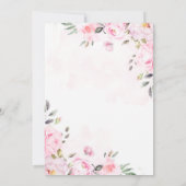 赤面ピンクウォーターカラーフローラ牡丹結婚ズ 招待状 (裏面)