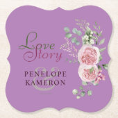 赤面ピンクウォーターカラーフローラ牡丹 ペーパーコースター (正面)