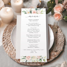 赤面ピンクウォーターカラーフローラ結婚のディナーメニュー メニュー