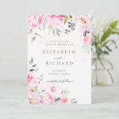 赤面ピンクウォーターカラーフローラ緑結婚色 セーブザデート (スタンド正面)