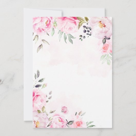 赤面ピンクウォーターカラーフローラ緑結婚色 セーブザデート (裏面)