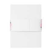 赤面ピンクウォーターカラーフローラ緑結婚色 招待状ベリーバンド (裏面例)