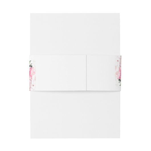 赤面ピンクウォーターカラーフローラ緑結婚色 招待状ベリーバンド (裏面例)