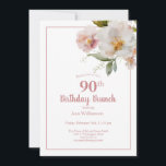 赤面ピンクウォーターカラーフローラ90th誕生日ブランチ 招待状<br><div class="desc">赤面ピンク水彩フローラ90th誕生日ブランチ招待状このピンク水彩フローラ招待はあなたの特別なお祝いに最適である。このデザインは、水彩フローラ配置とタイポグラフィをアクセントにした白い背景を特徴とすカスタムる。情報を追加して外観を完成させる。</div>