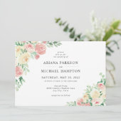 赤面ピンクウォーターカラーフローラ 招待状 (スタンド正面)