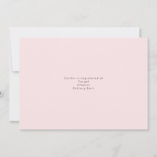 赤面ピンクウォーターカラーブライダルシャワー招待 招待状 (裏面)