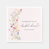 赤面ピンクウォーターカラーブライダルシャワー スタンダードカクテルナプキン (正面)