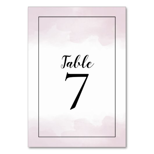 赤面ピンクウォーターカラーブラックスクリプト結婚ズ テーブルナンバー (正面)