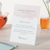 赤面ピンクウォーターカラーヘアメイクアップサロンへようこそ 台座サイン (インサイチュ)