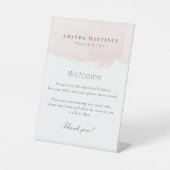 赤面ピンクウォーターカラーヘアメイクアップサロンへようこそ 台座サイン (正面)