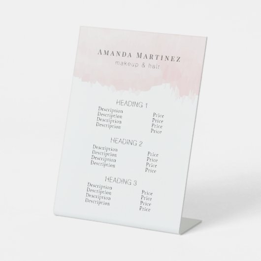 赤面ピンクウォーターカラーヘアメイクアップサロン 台座サイン (正面)