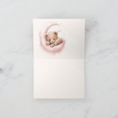 赤面ピンクウォーターカラーベアーガールベビーシャワー サンキューカード (内部)