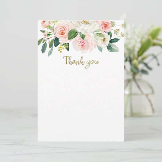 赤面ピンクウォーターカラーベビーシャワーサンキューカード 招待状 (スタンド正面)