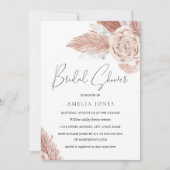 赤面ピンクウォーターカラーボホフラワーズブライダルシャワー 招待状 (正面)