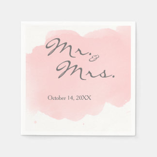 赤面ピンクウォーターカラーミセス・カクテル・パーティー・ナプキン スタンダードカクテルナプキン