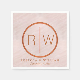 赤面ピンクウォーターカラーモノグラ結婚ムの供給 スタンダードカクテルナプキン