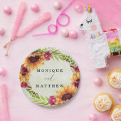 赤面ピンクウォーターカラーユーカリ結婚ス紙プラ ペーパープレート (パーティー)