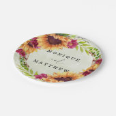 赤面ピンクウォーターカラーユーカリ結婚ス紙プラ ペーパープレート (アングル)