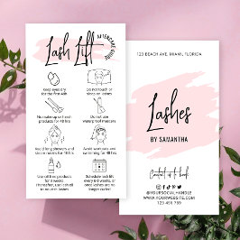 赤面ピンクウォーターカラーラッシュリフト&ティントアフターケア 名刺