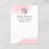 赤面ピンクウォーターカラーロゴジュエリーイヤリングディスプレイ 名刺 (正面)