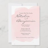 赤面ピンクウォーターカラーロマンチック結婚式招待状 招待状 (正面)