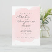 赤面ピンクウォーターカラーロマンチック結婚式招待状 招待状 (スタンド正面)