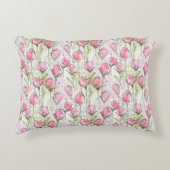 赤面ピンクウォーターカラーローズバッド アクセントクッション (正面)