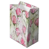 赤面ピンクウォーターカラーローズバッド ミディアムペーパーバッグ (裏面アングル)